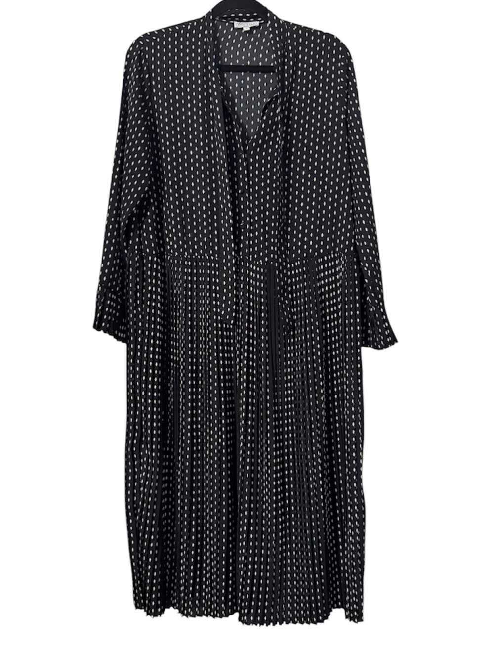 Sweet Salt XL Black White Diamond Print Pleated Midi Dress Bow Neck Career Chic